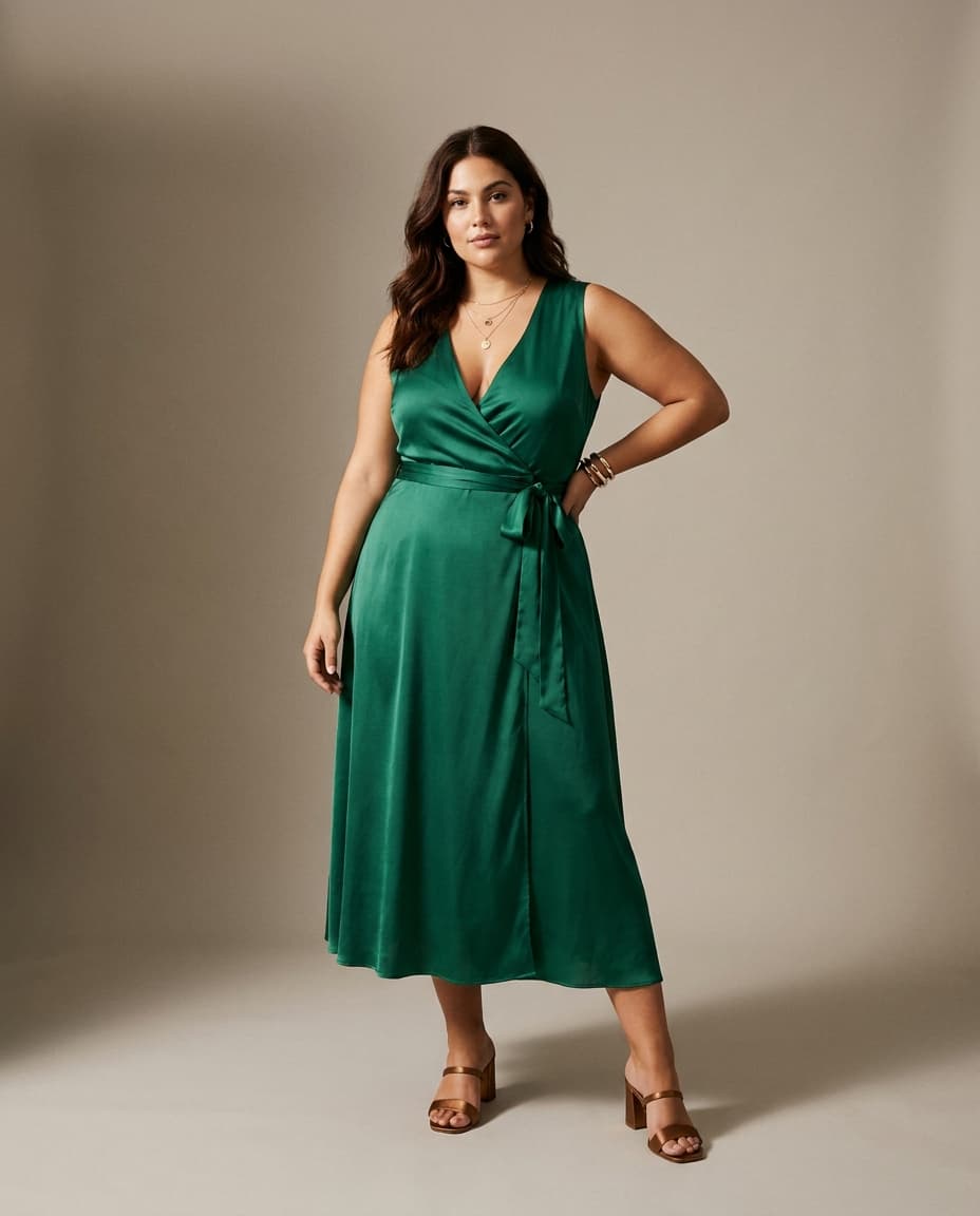 The dress styled on a real curvy body